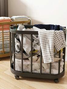 Wheeled Rolling Storage Organizer Basket, Open Grid Space-Saving Storage Box, Durable Easy-Clean Plastic Structure, Black & White Optional, For Yoga Mat Fitness Gear, Bathroom Laundry, Home & Office Storage - Multicolor - View 4
