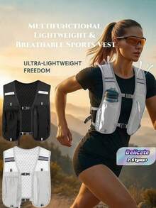 1 Piece Moisture-Wicking Running Jacket For Both Genders. Long Distance Hiking Backpack, Running Jacket, Multiple Pockets, Storage Jacket, Breathable, Adjustable For Running, Long Hiking, Biking, Racing, Trails, Marathons, Lightweight - Multicolor - View 2