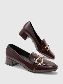 CUCCOO BIZCHIC Ladies Buckle Is Suitable For Daily Wear And Casual Commuting Square Toe High-Heeled Shoes. - Coffee - View 10