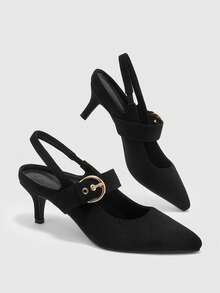 CUCCOO BIZCHIC Pointed Women's Shoes, Buckle Stiletto, Elegant Elegant Commuting Versatile Retro Fashion Solid Color Pointed Women's Shoes Fall Shoes - Black - View 10