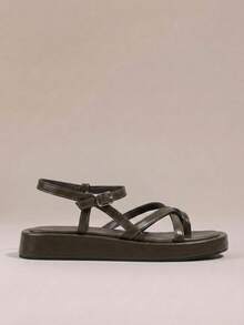 HighSole Women Shoes Spring And Summer New Multi-Belt Cross Back Buckle Design Open Platform Simple Versatile Style Sandals Daily Commuting Shopping Wear - Coffee Brown - View 2