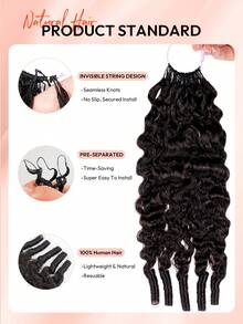 Boho Braids Brumese Curly 60g 50 Strands Human Crochet Hair For Women 14-22 Inch Burmese Curly Bundles 100% Remy Human Hair Pre-Separated Invisible Miracle Knots Feather Crochet Human Hair Boho Extensions Dark Brown 2# - S2 - View 7