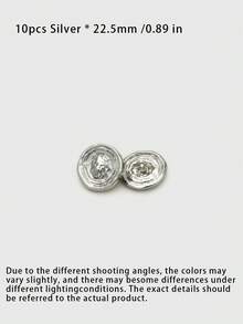 Pack 10 Pcs Vintage Irregular Round Lion Metal Buttons British Style Decorative Fasteners For Wool Coats Windbreakers Suits Sweaters Outerwear Hand‑Sewn Clothing Sewing Accessories - 10pcs - View 8