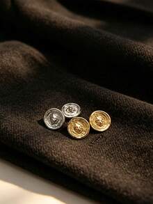 Pack 10 Pcs Vintage Irregular Round Lion Metal Buttons British Style Decorative Fasteners For Wool Coats Windbreakers Suits Sweaters Outerwear Hand‑Sewn Clothing Sewing Accessories - 10pcs - View 7
