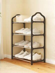 1PC Heavy Duty Metal Frame Nonwoven Shelves Easy Assembly Space Saving Sturdy Durable Black Freestanding Organizer For Closet Entryway Hallway Bedroom Living Room Home Storage Shelving Unit - Multicolor - View 4