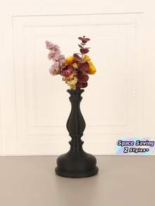 1PC Standard Size Vintage Ornate Candle Holder Vase With Dual Function For Flower Display And Candle Placement Elegant Decorative Centerpiece Tabletop Ornament For Living Room Home Office Desktop Essential - A - View 1