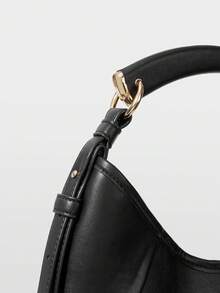 MOTF WOMEN'S FASHION BLACK HANDBAG, EXQUISITE STYLING PORTABLE, MINIMALIST AND VERSATILE SOFT CRESCENT BAG, FOR DAILY, COMMUTING, SHOPPING - Black - View 5