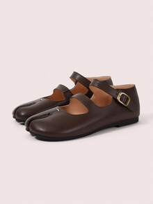 CUCCOO DOLLMOD Women's All-Season Brown Soft Leather Round Toe Mary Jane Shoes With Single Strap Buckle, Vintage Style, Versatile For Daily Wear, Outings And Commuting - Coffee Brown - View 2
