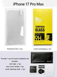 1 Buah Pelindung Layar Kaca Tempered, Tahan Gores, Transparan dan Definisi Tinggi, Kompatibel dengan Model Apple, Termasuk 16 Pro/Promax, 17 Pro/Promax, Tahan Guncangan, Tahan Pecah, Tahan Gores dan Tahan Air - Clear - View 11