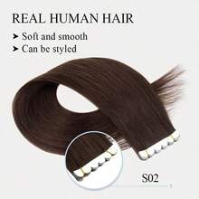 16Inch 40G Mini Six-LobeTape-In Hair Extensions,Tape In Hair Extensions 10pcs/Pack,Real Human Hair,Invisible Skin Weft,Natural Blend Comfortable Wear Less Visible,Instant Volume & Length,Natural Look,Easy Application,Women,Halloween Cosplay - Multicolor - View 27