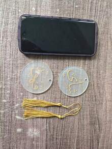 SHEIN 2pcs Set Of Coffee And Tea Ornaments, Ornaments With Gold And Silver Tassels, Decorations, Islamic Gifts, Decoration Valentine's Day, Valentines Wedding, Birthday,Coffee Cup - Gold - View 5