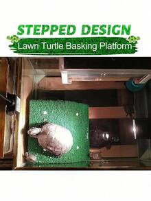 1 Set Of Turtle Rest And Back Platform, Turtle Terrace, With Simulated Grass-Turtle Ramp, Lawn Climbing Ladder, Turtle/Frog/Turtle Rest Terrace/Fish Tank Supplies, Aquarium Accessories, Turtle Supplies, Climbing Pet Supplies - Multicolor - View 5