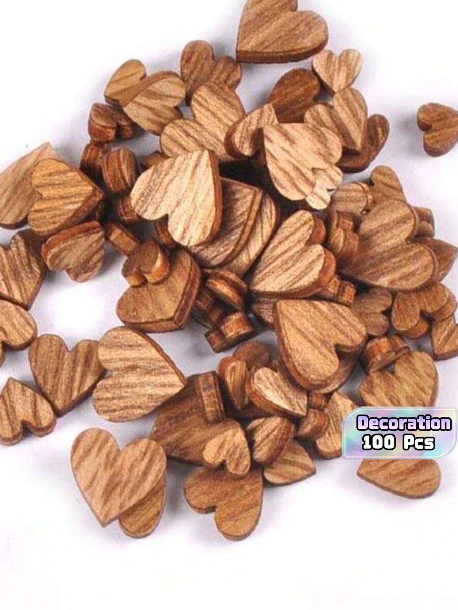 100/200 Pcs Vintage‑Color Mini Heart Wooden Slices, Random Size DIY ...
