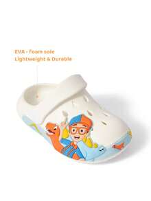 Blippi X SHEIN 女孩可愛卡通兒童拖鞋，適合嬰兒與幼兒，輕量耐用 EVA 材質，室內外皆可穿著 - 白色 - 查看 2