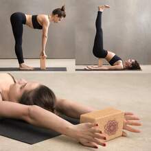 2pcs/1pc Natural Cork Yoga Block, Cork Massage Ball, High-Density Non-Slip Mandala Print Yoga Block, Sturdy Support Yoga Accessory, Suitable For Beginners, Pilates, Dance Stretching, Leg Splitting, Meditation And Home Fitness Training - Multicolor - View 6