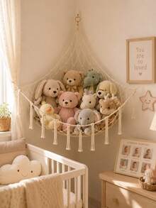 Woven Stuffed Animal Hammock For Baby Room, Hanging Plush Storage Net Finishing Rack, Suitable For Baby Room And Children's Room - Multicolor - View 3