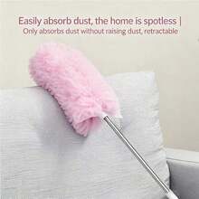 1pc Multifunctional 360 Double-Sided Static Dusting Feather Duster, Retractable Cleaning Tool - Pink - View 5