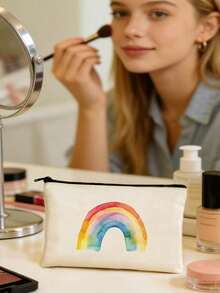 50 Pcs Blank Canvas Cosmetic Bags, 21*12cm Multi‑Color Zipper Pouches. Great For DIY Painting & Custom Printing. Usable As Pencil Cases, Candy Holders And Gift Giveaway Bags, Ideal For Small‑Batch Customization & Daily Multi‑Purpose Storage. - Multicolor - View 6