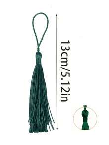 20/50/100pcs 13cm/5 Inch Silky Floss Bookmark Tassels With 2-Inch Cord Loop And Small Chinese Knot For Jewelry Making, Souvenir, Bookmarks, DIY Craft Accessory - dark green - View 3