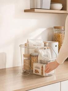 Multifunctional Large‑Opening Storage Box With Wheels, Combined Household Kitchen Organizer For Condiment Jars, Spice Bottles & Seasoning Sub‑Packing - Multicolor - View 7