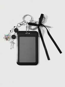 ROMWE Kawaii 1 Classic Retro Sweet And Cool Black CCB Bow Colorful Star Card Cover Star Card DIY Keychain Bag Pendant, Suitable For Daily Wear By Office Workers - Black-3 - View 12
