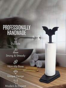 All-In-One Bat-Shaped Tissue Holder, Suitable For Kitchens And Bathrooms, Gothic Home Decor, Tissue Organizer, Countertop Stand, Halloween Gift, Solid Wood Black And White Checkered Pattern, With Non-Slip Base. - Multicolor - View 5