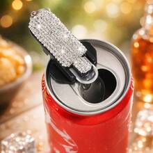 Sparkling Rhinestone Plastic Soda Can Opener With Dust-Proof Sealing Function, Portable Multi-Function Bottle Cap Opener Tool, Keychain Pendant Design, Suitable For Daily Use, Family Gatherings, Picnics, Outdoor Activities And Office Use, - Multicolor - View 4