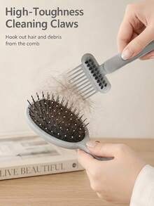 Teckwe 2‑In‑1 Hair Brush Cleaner Tool, Multifunctional Comb Cleaning Rake Brush, Plastic Hair Remover Tool For Cleaning Hairbrushes, Combs, Paddle Brushes, Home Salon Hair Accessory - multicolor - View 3