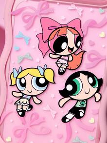 THE POWERPUFF GIRLS X SHEIN 粉色多圖可愛小女警波浪紋二合一時尚手機殼 - 彩色 - 查看 5