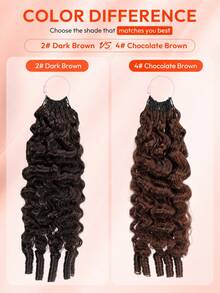 Boho Braids Brumese Curly 60g 50股女性用人髮鉤編髮 14-22英吋 100% Remy人髮 預分束隱形奇蹟結羽毛鉤編髮 波希米亞接髮 巧克力棕 4# - S4 - 查看 4