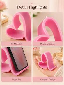 Heart-Shaped Mobile Phone Tablet Holder Universal Multi-Color Elegant Desktop Storage Rack, Suitable For Home Office Party Decoration, Ideal Desktop Ornament, Suitable For Digital Enthusiasts, School Season - heart shape - View 7
