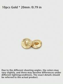 Pack 10 Pcs Vintage Irregular Round Lion Metal Buttons British Style Decorative Fasteners For Wool Coats Windbreakers Suits Sweaters Outerwear Hand‑Sewn Clothing Sewing Accessories - 10pcs - View 12