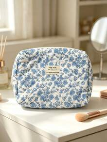 1 Piece Bow Large Capacity Portable Cosmetic Bag Simple Style Multifunctional Cosmetic Bag Cosmetic Storage Bag Travel Cosmetic Bag Beauty Makeup Tools Storage Bag Cosmetic Bag Women's Gift Travel Essentials - Blue - View 16