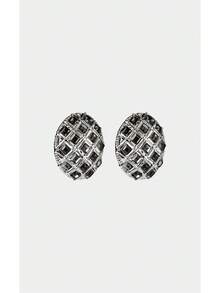 Noxbound Silver Shiny Grey Diamond Temperament Vintage Earrings - Silver - View 2