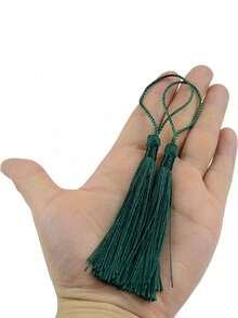 20/50/100pcs 13cm/5 Inch Silky Floss Bookmark Tassels With 2-Inch Cord Loop And Small Chinese Knot For Jewelry Making, Souvenir, Bookmarks, DIY Craft Accessory - dark green - View 2