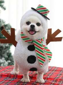 PETSIN 1PC Large Dog New Christmas Pet Supplies Clothing For Dogs, Cats - Funny Autumn/Winter Standing Snowman Transformation Costume - White - View 3