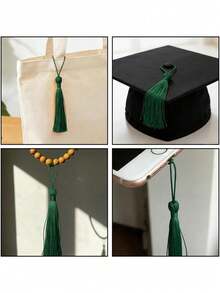 20/50/100pcs 13cm/5 Inch Silky Floss Bookmark Tassels With 2-Inch Cord Loop And Small Chinese Knot For Jewelry Making, Souvenir, Bookmarks, DIY Craft Accessory - dark green - View 9