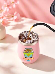 SCOOBY-DOO X SHEIN 1PC Scooby‑Doo Flip‑Top Lid Travel Drink Cup, Eye‑Catching Themed Printed Vessel, Compact Portable Reusable Design, Great For Beverages, Commuting, Road Trips, Camping, Outdoor Adventures And Daily On‑The‑Go Drinks - Pink - View 5