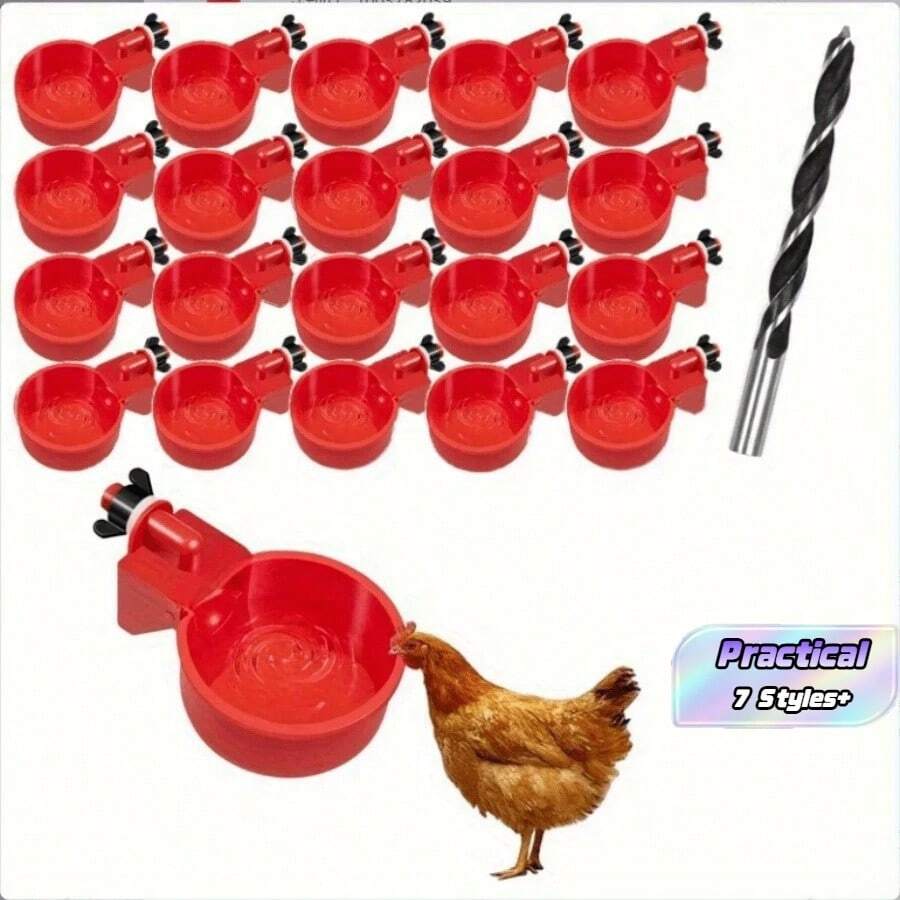 Automatic Chicken Drinking Cup - Bird Drinking System With Cup Opening Hole Group - Red - View 1
