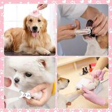 8-Piece Dog Grooming Kit, Self-Cleaning Pet Set With Scissors And Nail Clippers, Flea Comb, Pet Shampoo Brush, Excess Hair Removal Brush For Pets, Detangling Comb For Pets, Silicone Pet Toothbrush - Grey - View 6