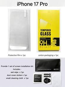 1 Buah Pelindung Layar Kaca Tempered, Tahan Gores, Transparan dan Definisi Tinggi, Kompatibel dengan Model Apple, Termasuk 16 Pro/Promax, 17 Pro/Promax, Tahan Guncangan, Tahan Pecah, Tahan Gores dan Tahan Air - Clear - View 10
