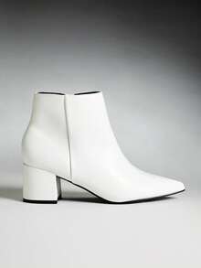 SHUZIA Stylish Versatile Casual Minimalist High Heel Ankle Boots - Beige - View 2