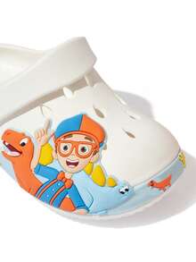 Blippi X SHEIN 女孩可愛卡通兒童拖鞋，適合嬰兒與幼兒，輕量耐用 EVA 材質，室內外皆可穿著 - 白色 - 查看 3