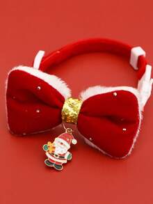 PETSIN 1PC Christmas Cartoon Pet Collar, Silent Plush Bowknot Necklace, Cute Red Decor Accessory For Cats & Dogs - Multicolor - View 8