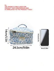1 Piece Bow Large Capacity Portable Cosmetic Bag Simple Style Multifunctional Cosmetic Bag Cosmetic Storage Bag Travel Cosmetic Bag Beauty Makeup Tools Storage Bag Cosmetic Bag Women's Gift Travel Essentials - Blue - View 3