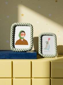Joivida 1pc Twisted Edge Resin Photo Frame, Desktop Photo Frame, Cute Wavy Edge Design, Home Decor Photo Display Stand, Suitable For Bedroom, Living Room, Study Decoration Or Gift - Twist photo frame - View 3