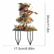 1 Buah Set Papan Berdiri Akrilik 2D 30 cm Motif Penyihir Biola Bunga untuk Dekorasi Taman Halloween Rumah Pesta Festival Musim Gugur Dekorasi Seram - Beraneka warna - View 10