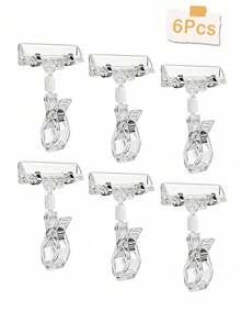 6/12pcs Transparent Sign Holders, Plastic POP Clips, Rotatable Double-Sided Clips, Suitable For Retail Baskets, Menus, Clothing Display - Multicolor - View 7