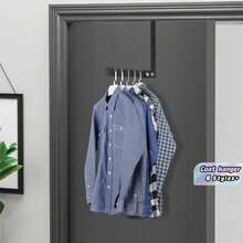 Hook Hanger Behind The Door, Foldable Storage Rack Behind The Door, Space-Saving Hanging Storage Hanger, Suitable For Bedroom And Bathroom Clothes, Coats, Towels (White/Black) - multicolor - View 1