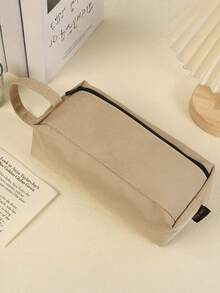 1/2PCS Canvas Pencil Case With Handle, Large Capacity Pen Pouch Bag With Zipper, Portable Stationery Organizer For School Office College Students, Multi-Color Available - multicolor - View 8